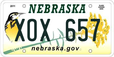 NE license plate XOX657