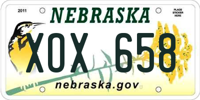 NE license plate XOX658