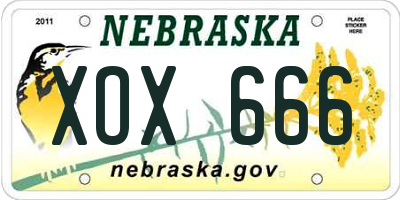 NE license plate XOX666
