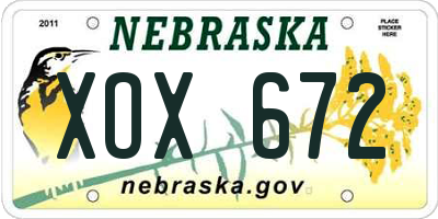 NE license plate XOX672
