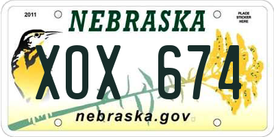 NE license plate XOX674