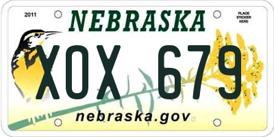 NE license plate XOX679