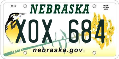 NE license plate XOX684