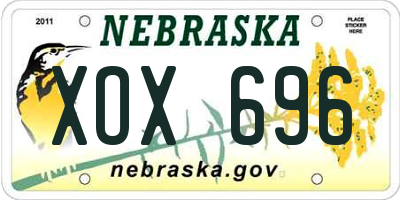 NE license plate XOX696