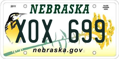 NE license plate XOX699