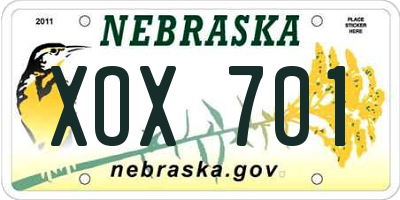NE license plate XOX701