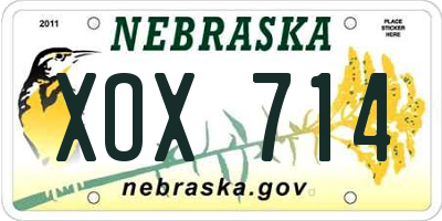 NE license plate XOX714