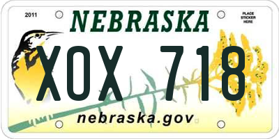 NE license plate XOX718