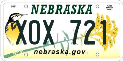 NE license plate XOX721