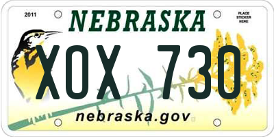 NE license plate XOX730