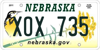NE license plate XOX735