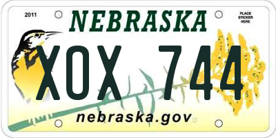 NE license plate XOX744