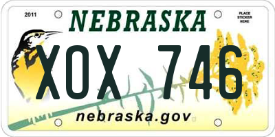 NE license plate XOX746
