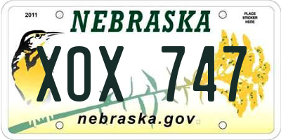 NE license plate XOX747