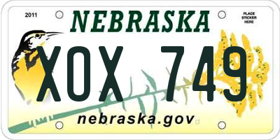 NE license plate XOX749