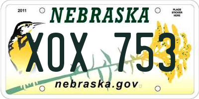 NE license plate XOX753