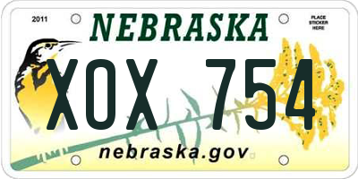 NE license plate XOX754