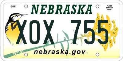 NE license plate XOX755