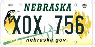 NE license plate XOX756