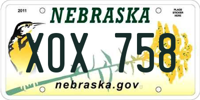 NE license plate XOX758