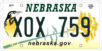 NE license plate XOX759
