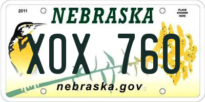 NE license plate XOX760