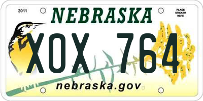 NE license plate XOX764
