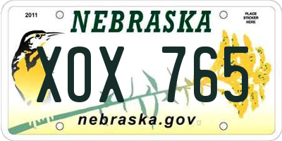 NE license plate XOX765