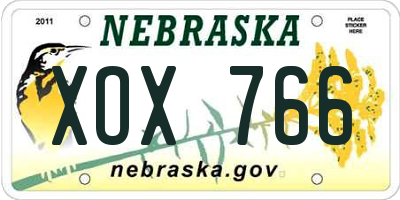 NE license plate XOX766