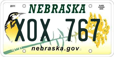NE license plate XOX767