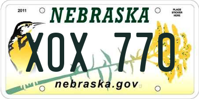 NE license plate XOX770