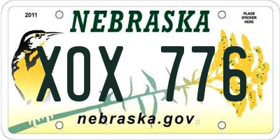 NE license plate XOX776