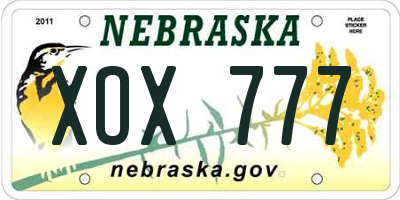 NE license plate XOX777