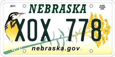 NE license plate XOX778