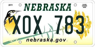 NE license plate XOX783