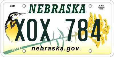 NE license plate XOX784