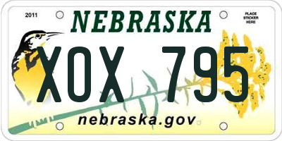 NE license plate XOX795