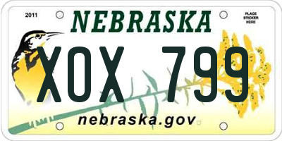 NE license plate XOX799
