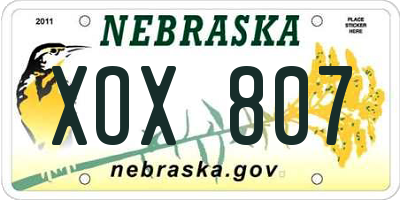 NE license plate XOX807