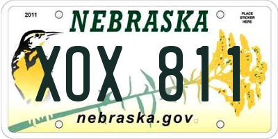 NE license plate XOX811