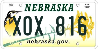 NE license plate XOX816