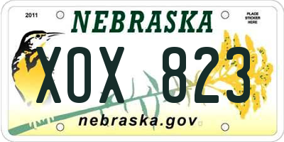 NE license plate XOX823