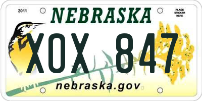 NE license plate XOX847