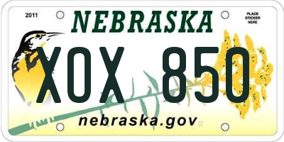 NE license plate XOX850