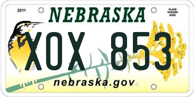 NE license plate XOX853