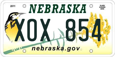 NE license plate XOX854