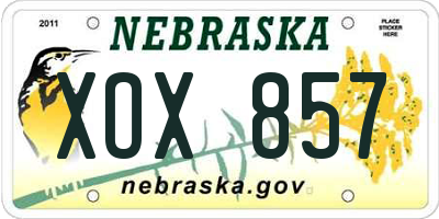 NE license plate XOX857