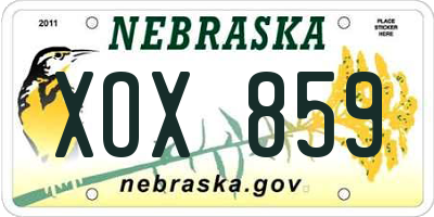 NE license plate XOX859