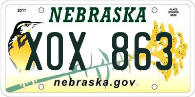 NE license plate XOX863
