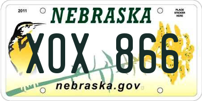NE license plate XOX866